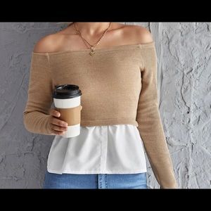 Off shoulder beige blouse